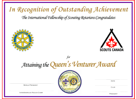 Canada Queens Venturer Certificate